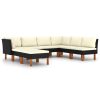 8 pcs conjunto lounge de jardim c/ almofadões vime PE preto - Image 2