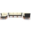9 pcs conjunto lounge de jardim c/ almofadões vime PE preto - Image 3