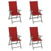 Cadeiras jardim reclináveis c/ almofadões 4 pcs acácia maciça
