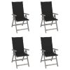 Cadeiras jardim reclináveis c/ almofadões 4 pcs acácia maciça