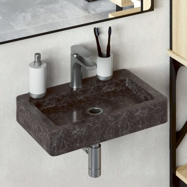 Lavatório de parede 38x24x6,5 cm mármore preto