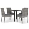 5 pcs conjunto de jantar para jardim vime PE cinzento - Image 2