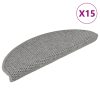 Tapetes escada adesivos aspeto sisal 15pcs 65x21x4 cinza-acast.