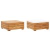 Conjunto mesa e apoio de pés jardim c/ almofadão acácia maciça