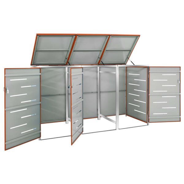 Abrigo triplo para caixotes do lixo 207x77,5x112,5 cm aço inox - Image 3