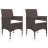 3 pcs conjunto de jantar para jardim castanho - Image 2