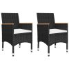 3 pcs conjunto de jantar para jardim preto - Image 2