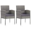3 pcs conjunto de jantar para jardim cinzento - Image 2