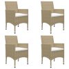 5 pcs conjunto de jantar para jardim bege - Image 2