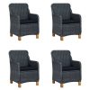 5 pcs conjunto de jantar para jardim cinzento-escuro - Image 2