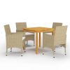 5 pcs conjunto de jantar para jardim bege