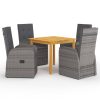 5 pcs conjunto de jantar para jardim cinzento