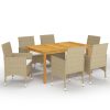 7 pcs conjunto de jantar para jardim bege