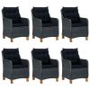 7 pcs conjunto de jantar para jardim cinzento-escuro - Image 2