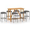 7 pcs conjunto de bar para jardim com almofadões cinzento - Image 2