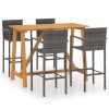 5 pcs conjunto de bar para jardim cinzento - Image 2