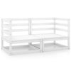Sofás de canto para jardim 2 pcs madeira de pinho maciça branco