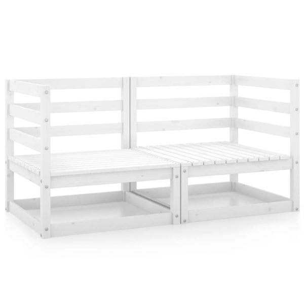 Sofás de canto para jardim 2 pcs madeira de pinho maciça branco