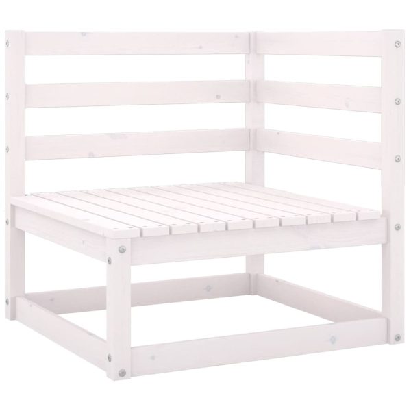 Sofás de canto para jardim 2 pcs madeira de pinho maciça branco - Image 2