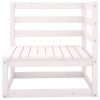 Sofás de canto para jardim 2 pcs madeira de pinho maciça branco - Image 3
