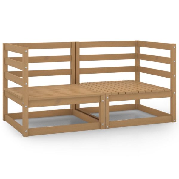 Sofás de canto jardim 2 pcs madeira pinho maciço castanho mel
