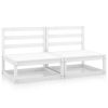 Sofás de centro jardim 2 pcs madeira de pinho maciço branco