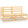 2 pcs conjunto lounge de jardim pinho maciço