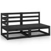 2 pcs conjunto lounge de jardim pinho maciço preto