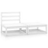 2 pcs conjunto lounge de jardim pinho maciço branco
