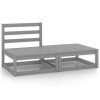 2 pcs conjunto lounge de jardim pinho maciço cinzento