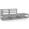 3 pcs conjunto lounge de jardim pinho maciço cinzento