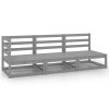3 pcs conjunto lounge de jardim pinho maciço cinzento