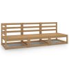 3 pcs conjunto lounge de jardim pinho maciço castanho mel