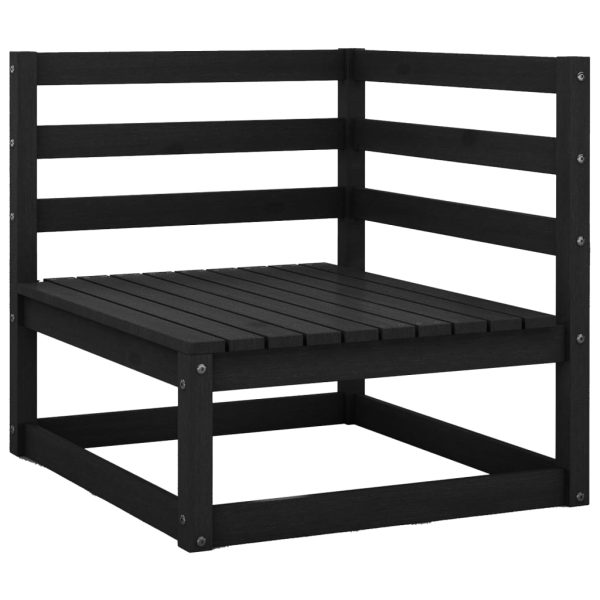 3 pcs conjunto lounge de jardim pinho maciço preto - Image 2