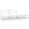 3 pcs conjunto lounge de jardim pinho maciço branco