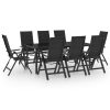 9 pcs conjunto de jantar para jardim alumínio antracite