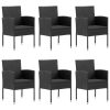 7 pcs conjunto de jantar para jardim vime PE preto - Image 3