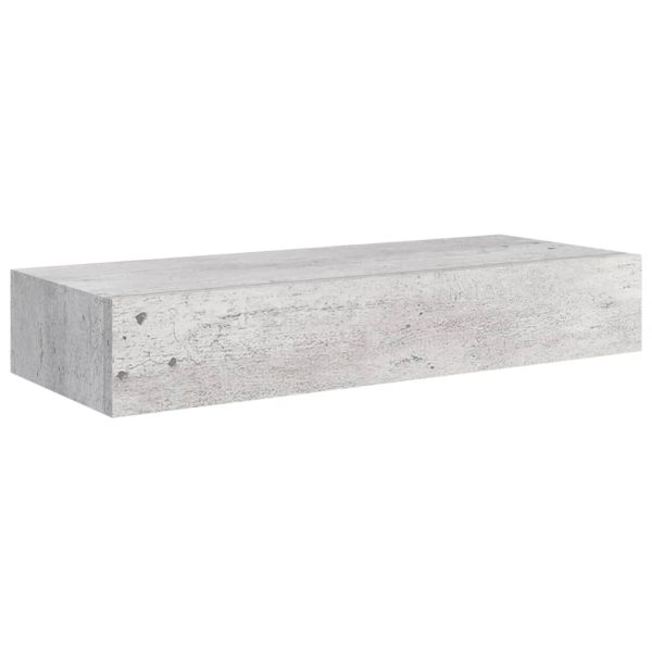 Prateleira parede c/ gaveta MDF 60x23,5x10 cm cinzento-cimento - Image 2