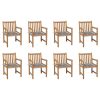 Cadeiras de jardim almofadões xadrez cinzento 8 pcs teca maciça