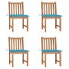 Cadeiras de jardim c/ almofadões 4 pcs madeira de teca maciça