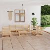8 pcs conjunto lounge de jardim pinho maciço