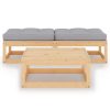 3 pcs conjunto lounge de jardim c/ almofadões pinho maciço - Image 2
