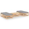 5 pcs conjunto lounge de jardim c/ almofadões pinho maciço