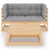 3 pcs conjunto lounge de jardim c/ almofadões pinho maciço - Image 3