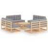 9 pcs conjunto lounge de jardim c/ almofadões pinho maciço - Image 2