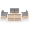 9 pcs conjunto lounge de jardim c/ almofadões pinho maciço - Image 3