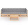 5 pcs conjunto lounge de jardim c/ almofadões pinho maciço - Image 3