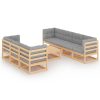8 pcs conjunto lounge de jardim com almofadões pinho maciço - Image 2