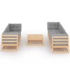 8 pcs conjunto lounge de jardim com almofadões pinho maciço - Image 3