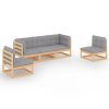 5 pcs conjunto lounge de jardim c/ almofadões pinho maciço - Image 2